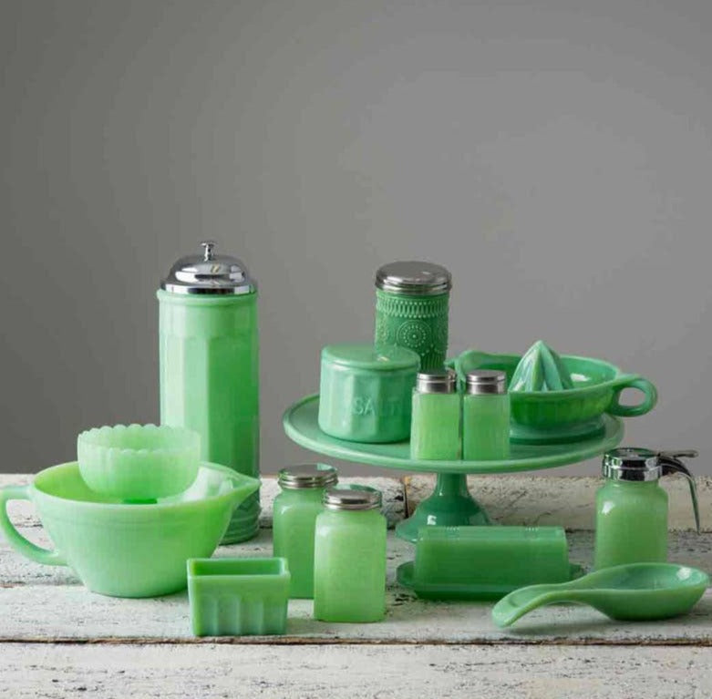 Jadeite Glass Collection Cake Stand-2