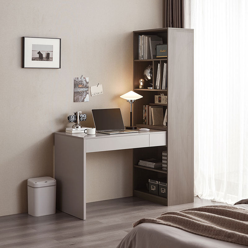 Detachable Grey Study Desk & Bookshelf Set-0